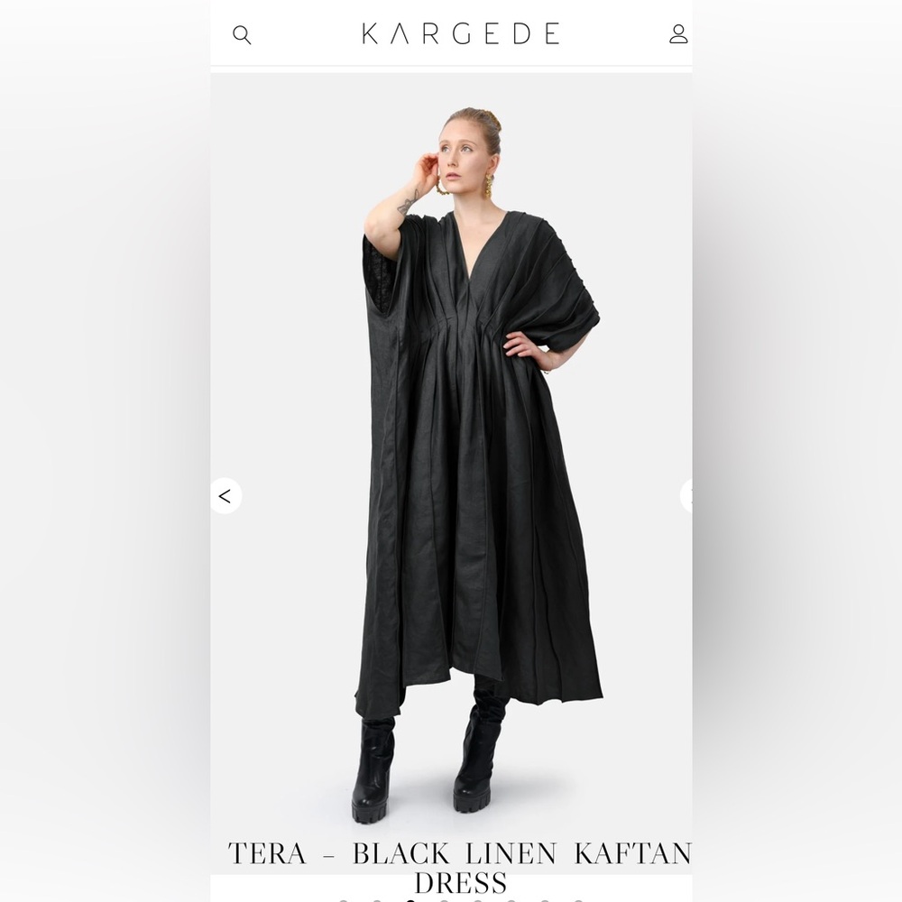 Black Linen Kaftan Dress
